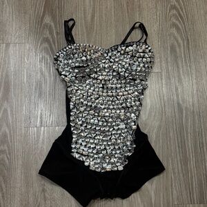 Bodysuit jumpsuit with rhinestones
